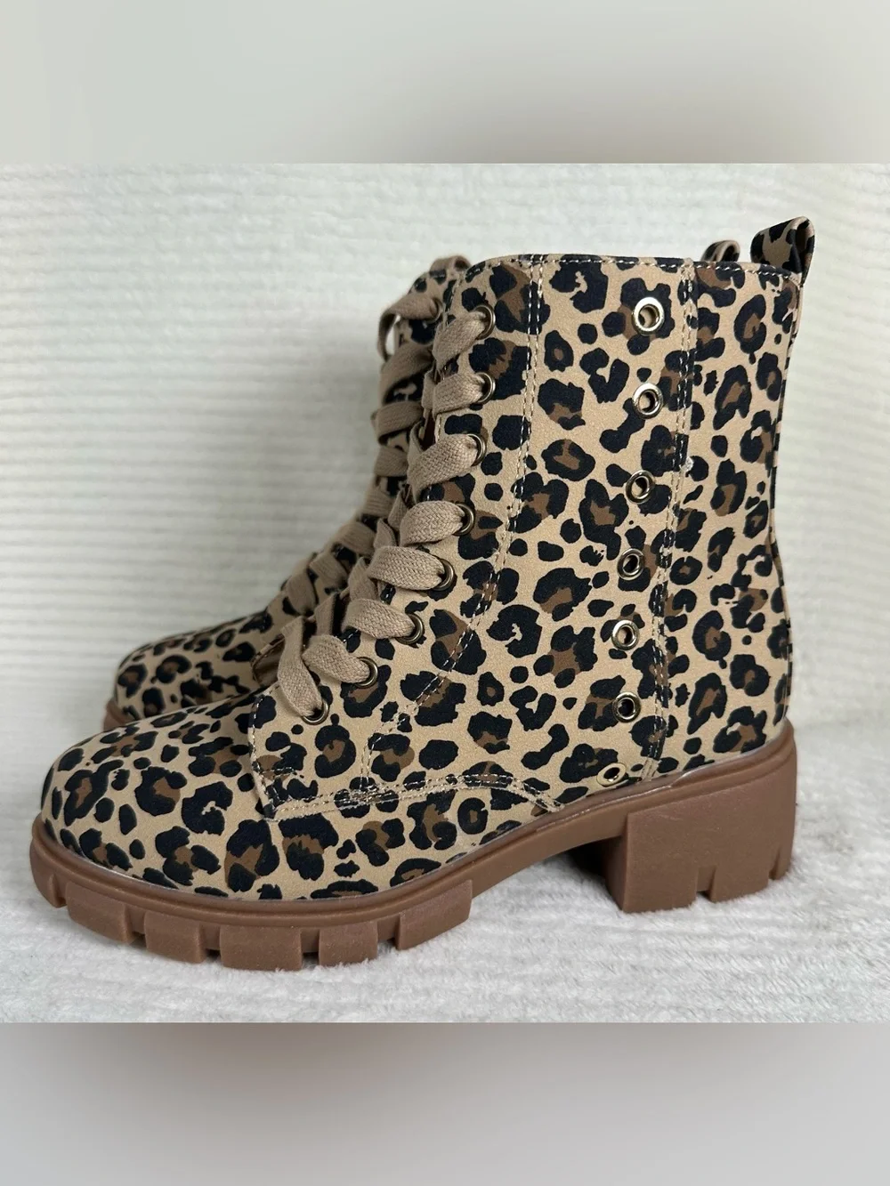 Thereabouts Big Girls Blakely Leopard Chuncky Heel Boots NWT Size 4